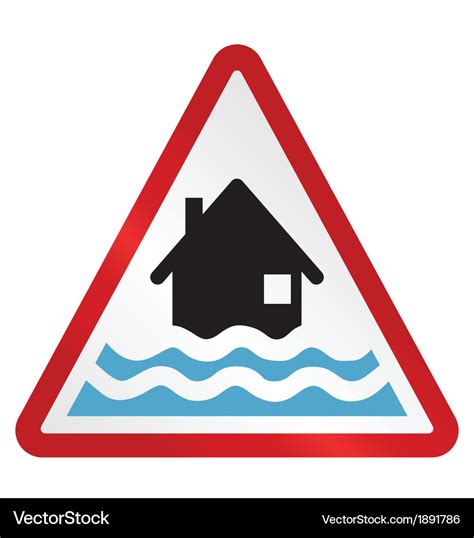 Red Flood Warning Sign Royalty Free Vector Image