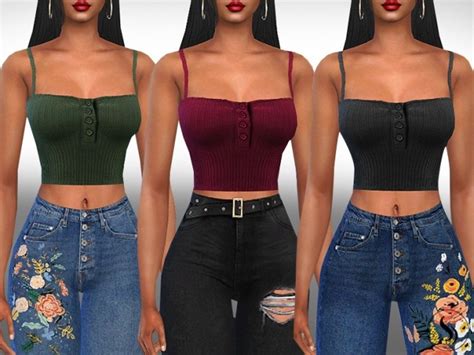 Female Half Button Tops By Saliwa At Tsr Sims 4 Updates