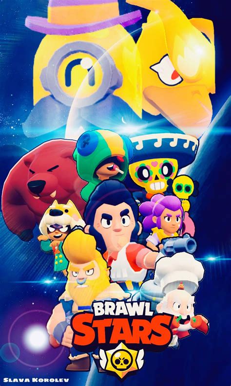 The Poster For Brawl Stars Is Shown In Front Of An Image Of Several