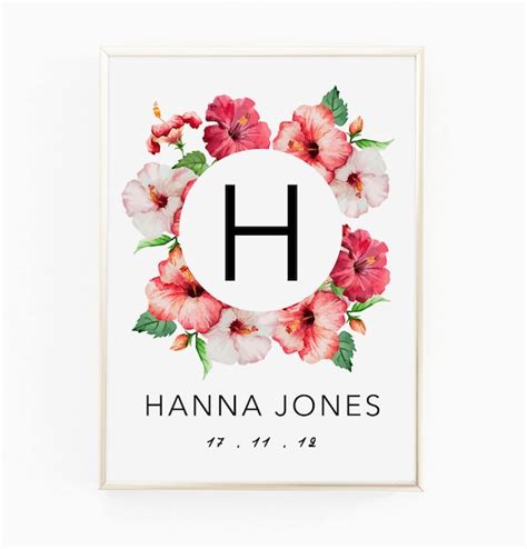 Print Poster Flower Name Wall Art Modern