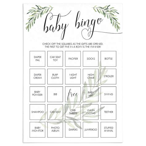 Printable Baby Bingo Games Blank Cards Prefilled And Editable Pdf
