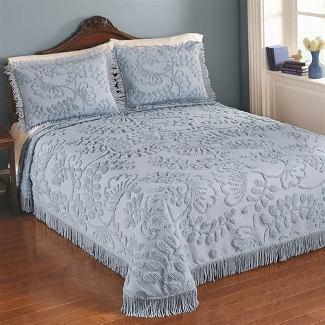 Botanical Chenille Bedspread With Fringe Border Collections Etc