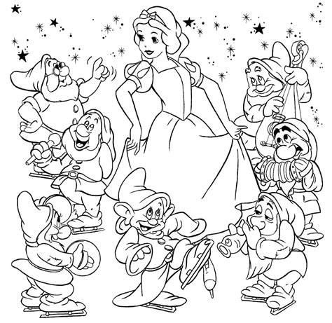 Printable And Download Snow White And The Seven Dwarfs Coloring