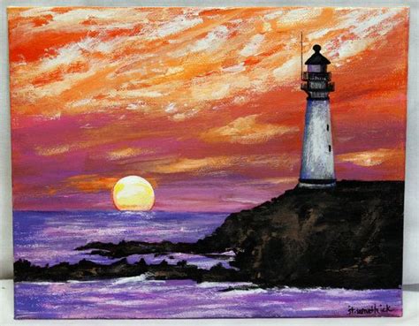 Lighthouse Lighthouse Painting Sunset Sunset By Thisarttobeyours 85
