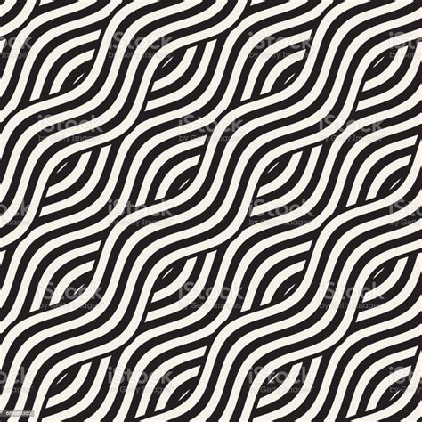 Abstract Geometric Pattern With Wavy Lines Interlacing Rounded Stripes