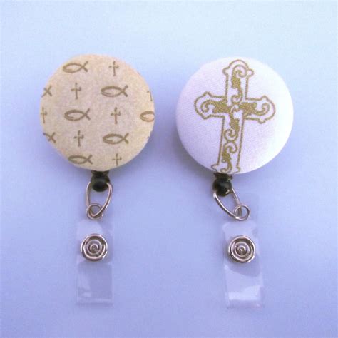 Decorative Religious Badge Reels To Attach Your Nametag Or Id Etsy