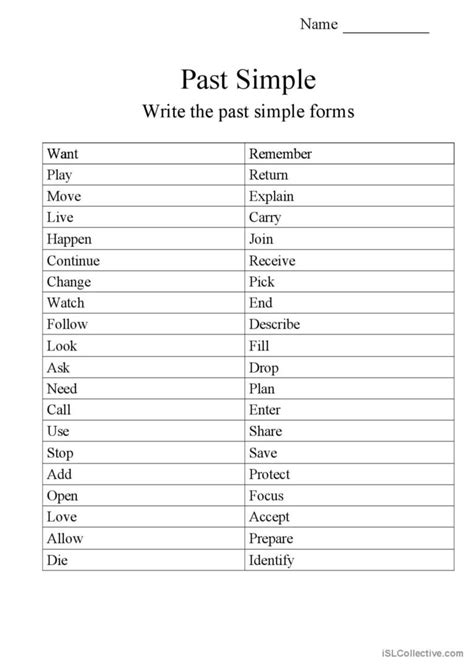 Past Simple Form General Gramma English Esl Worksheets Pdf And Doc