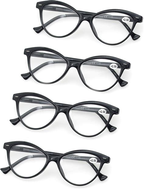 buy modfans 4 pack fashion designer cat eye reading glasses for womens with spring hinge stylish