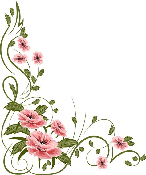 Romantic Pink Flower Border Transparent Background Png Svg Clip Art