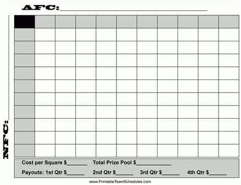 Office Football Pool Printable