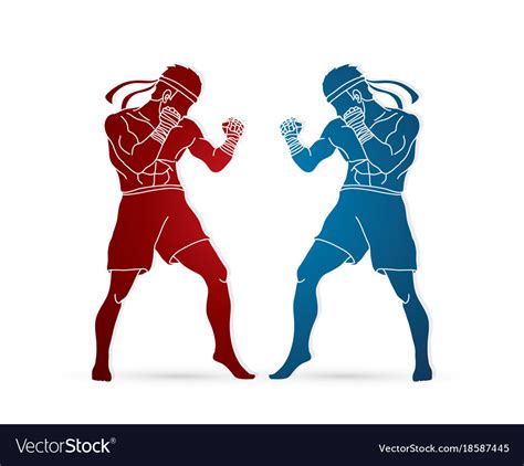 Muay Thai Thai Boxing Standing Ready To Fight Vector Image