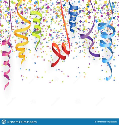 Seamless Colored Confetti And Streamers Stock Vector Illustration Of