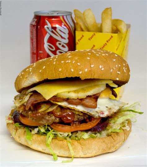 Metzis Tasty Takeaway Hamburger With The Lot Australian Style A