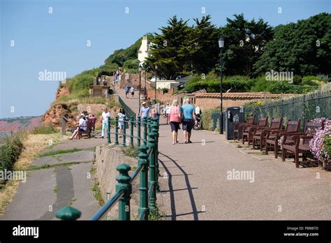 The Sea Front At Budleigh Salterton South Devon England Looking West The Red Cliffs Visible