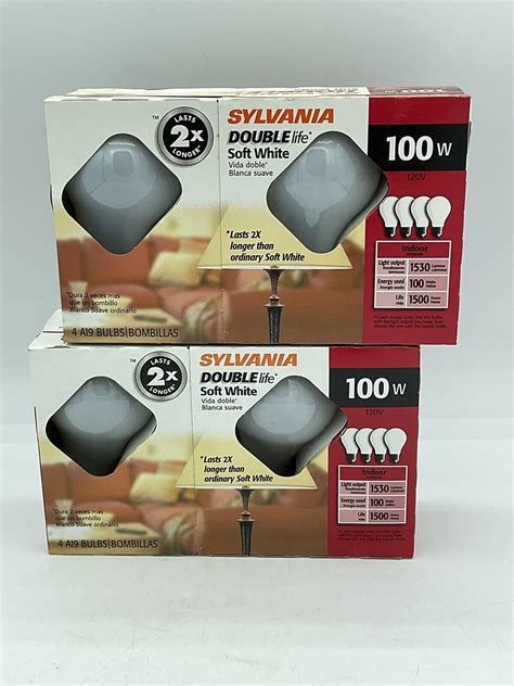 Sylvania 100w Double Life Soft White Light Bulbs 8 Bulbs New Ebay