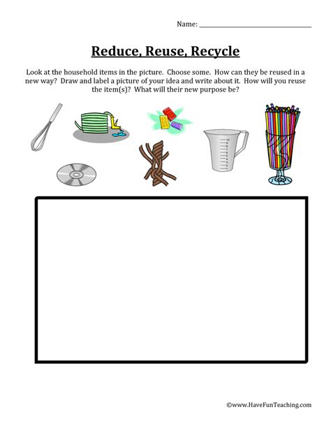 Reduce Recycle Reuse Worksheets