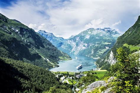 Beautiful Mountain Landscape Geirangerfjord Norway Stock Image