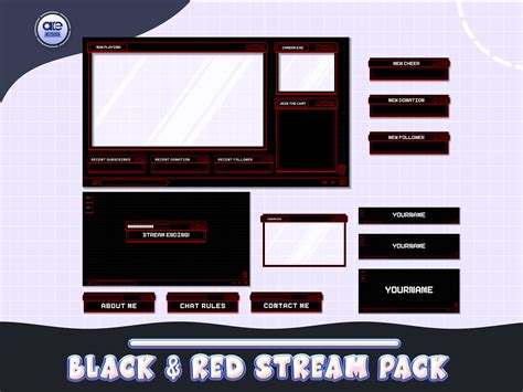 Artstation Animated Stream Package Overlay Black And Red Pixels