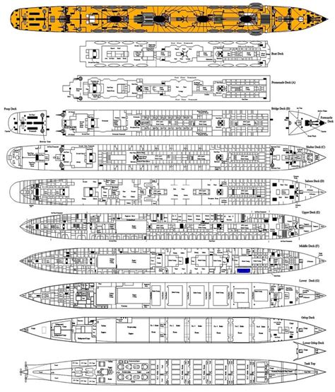 Rms Titanic Page Three Her Full Deck Plan Rms Titanic Deck Plans Hot