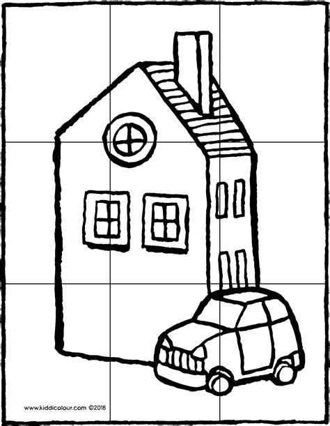 Eurol biedt verschillende kleurplaten van auto's. puzzel huis met een auto - kiddicolour