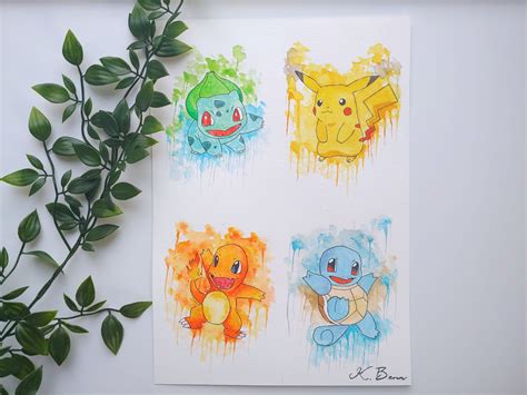 Authentic Watercolour Painting Champions Pokémon A4 By