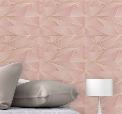 Geometric Triangles Pink Wallpaper Tenstickers