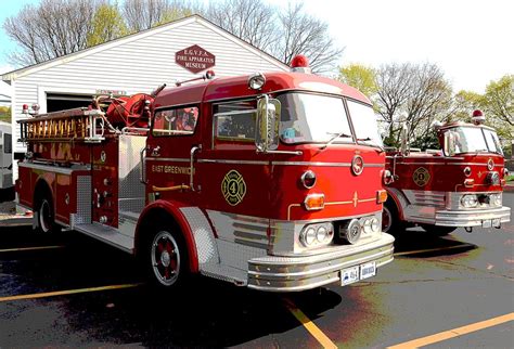 Antique Mack Fire Trucks At The East Greenwich Veteran Firemans