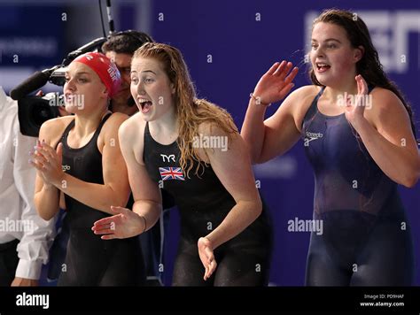 Great Britains Eleanor Faulkner Kathryn Greenslade And Holly Hibbott Cheer On Team Mate Freya