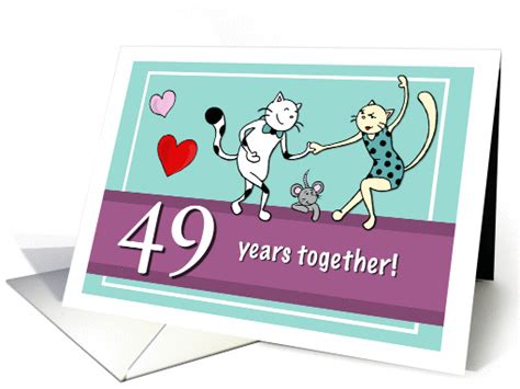Happy 49th Wedding Anniversary Two Cats Dancing Card 1423068