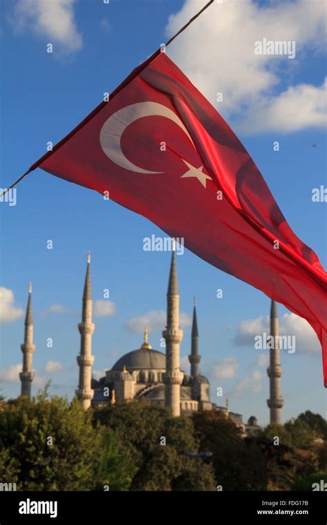 The Blue Mosque And Turkish Flag Hi Res Stock Photography And Images