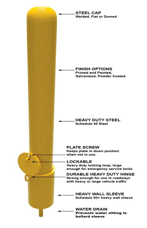 Removable Lockable Bollards Affordable Heavy Duty Protection 4 Inch