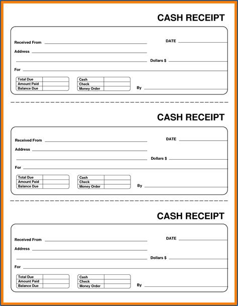 Printable Cash Receipt Template Free Printable Templates