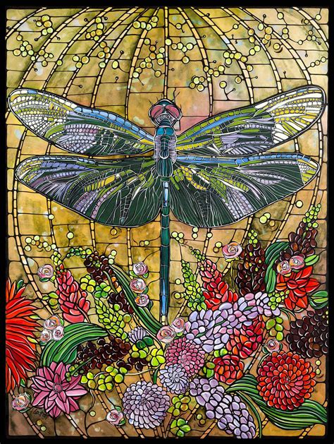Dragonfly Art Nouveau Print Large Wall Art Tiffany Style Print Of
