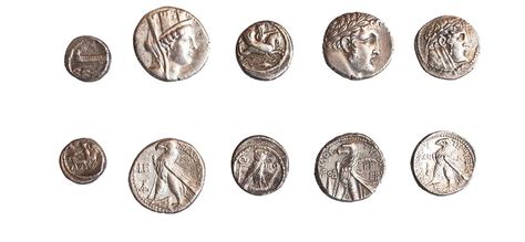 Set Of 5 Phoenician Coins Photograph By Science Photo Library Fine