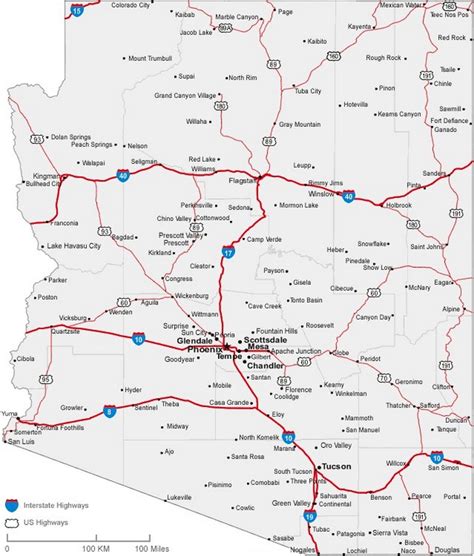 Arizona State Road Map With Census Information