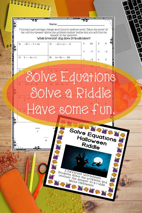 Solving Equations Halloween Riddle Solving Equations