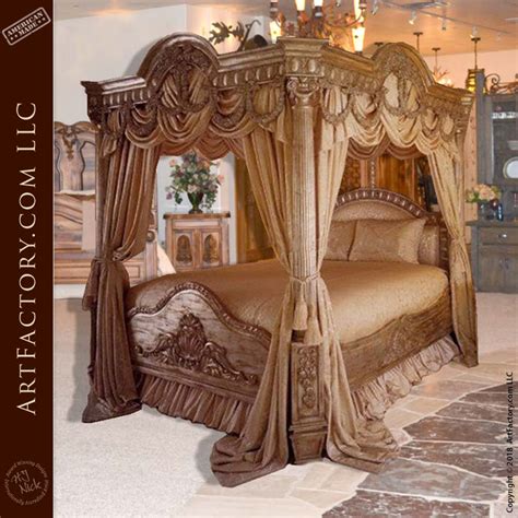 Custom Carved Canopy Bed Wood Reliefs By One Master Carvers Hands