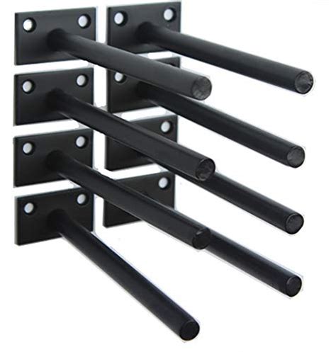Mhmydz 8 Pcs 6 Black Solid Steel Floating Shelf Bracket Blind Shelf