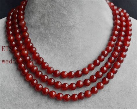 Single Strand 6 Mm Red Turquoise Necklace Red Bead Necklace Etsy