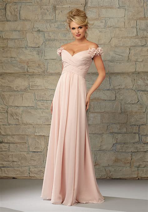 Luxe Chiffon Bridesmaid Dress With Off The Shoulder Cap