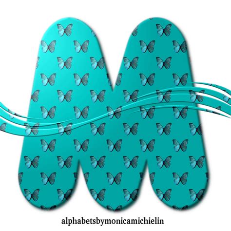 M Michielin Alphabets Alfabeto Borboletas Azuis E Ornamentos Blue