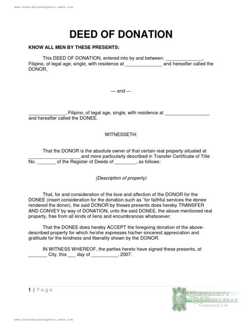 Deed Of Donation Sample Form