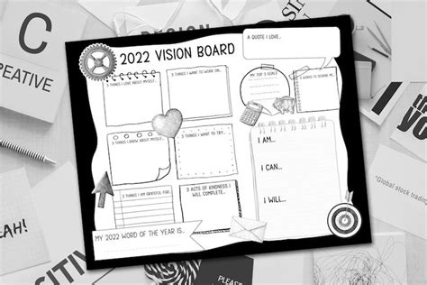 Printable 2022 Vision Board Template For Students Goal Etsy Canada In