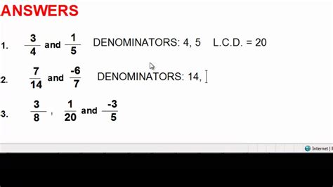 Fractions Adding And Subtracting Part 1 Least Common Denominator