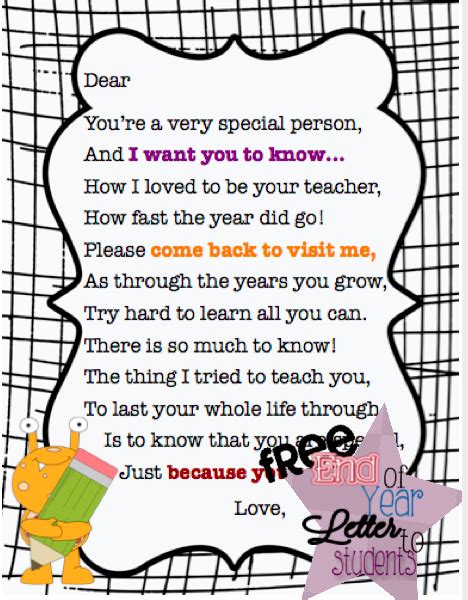 Support a preschool teacher with one of these thoughts and include them in your letter: end of year letter to students | Letter to students, End ...