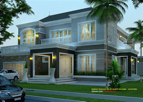 desain villa rumah tropis kolam renang home design