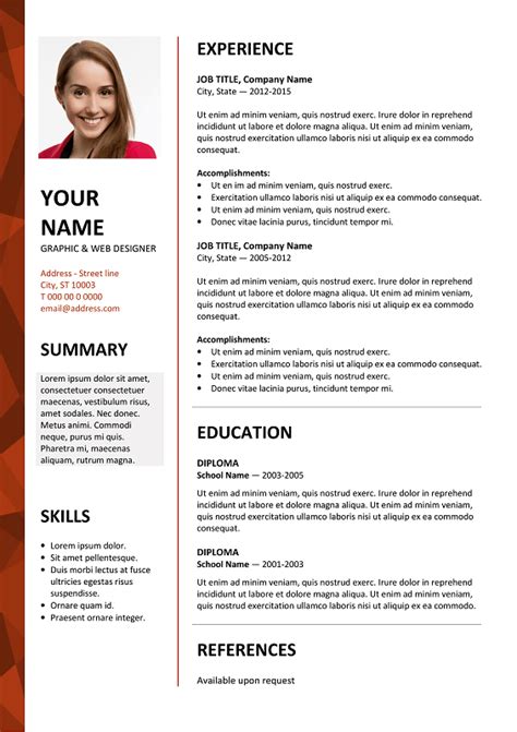 Microsoft word resume templates that you can easily download to your computer, edit to include your experience, and hand in with 36. 2 Column Cv Template | Cv templates free download, Free ...