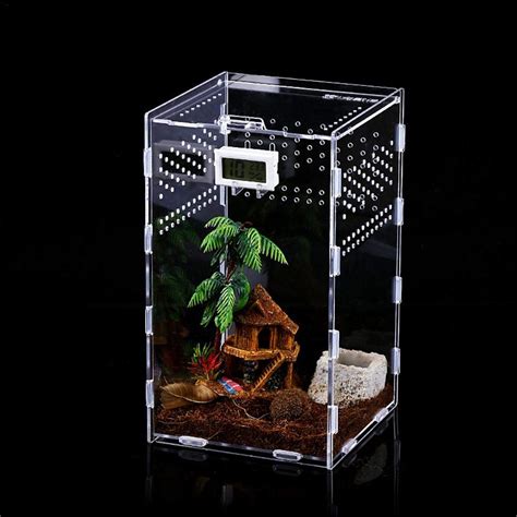 Transparent Reptile Breeding Box Portable Acrylic Reptile Habitat Aquarium Tank Terrarium Box