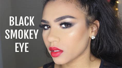 Black Smokey Eye And Red Lip Makeup Tutorial Youtube