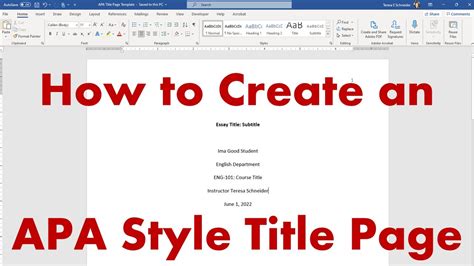 How To Create An Apa Style Title Page 7th Edition 2021 On Youtube